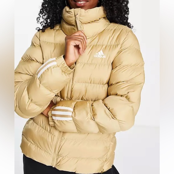 New ADIDAS Itavic padded jacket beige gold winter puffer coat snowsuit small - Picture 2 of 6